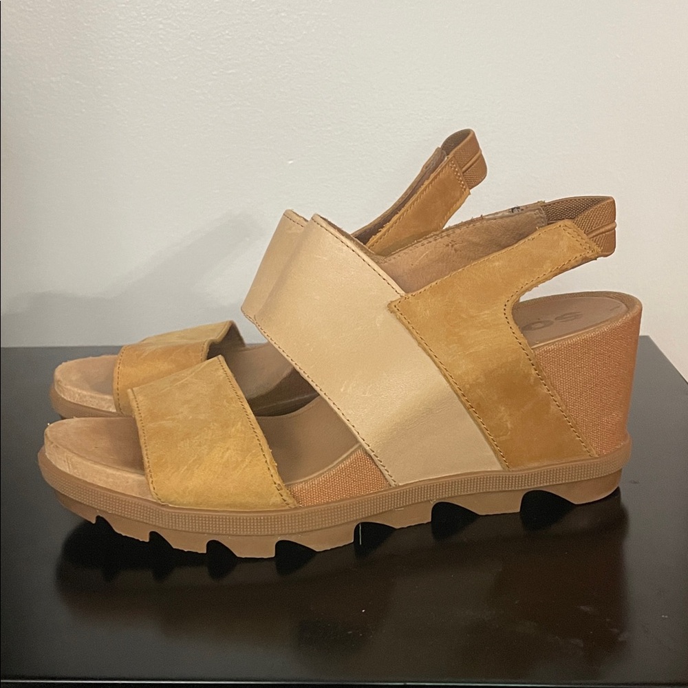 Sorel Joanie II Leather & Suede Slingback Wedge Sandals